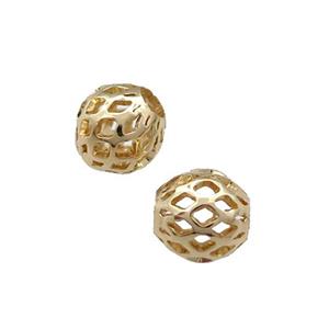 Copper Barrel Spacer Beads Unfaded Light Gold Plated, approx 8mm