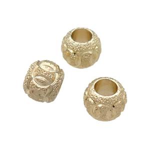 Copper Round Spacer Beads Unfaded Large Hole Light Gold Plated, approx 8mm, 4mm hole