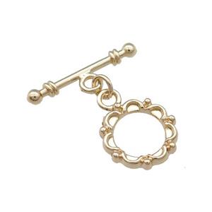 Copper Toggle Clasp Unfaded Light Gold Plated, approx 14mm, 22mm