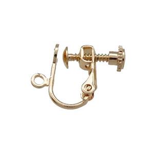 Copper Earring Accessories Screw Unfaded Light Gold Plated, approx 10-13mm
