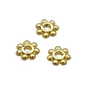 Copper Daisy Spacer Beads Unfaded Gold Plated, approx 4mm