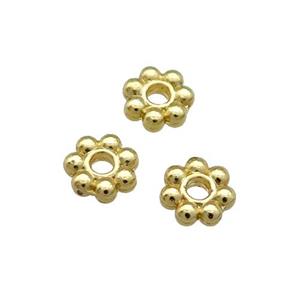 Copper Daisy Spacer Beads Unfaded Gold Plated, approx 5.5mm