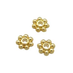 Copper Daisy Spacer Beads Unfaded Gold Plated, approx 6mm