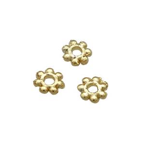 Copper Daisy Spacer Beads Unfaded Gold Plated, approx 3.5mm