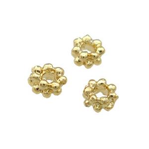 Copper Daisy Spacer Beads Unfaded Gold Plated, approx 4mm