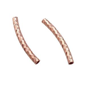Copper Tube Beads Bend Rose Gold, approx 2x19.5mm