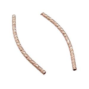Copper Tube Beads Bend Rose Gold, approx 1.5x30mm