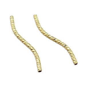 Copper Tube Beads Bend Gold Plated, approx 2x34mm