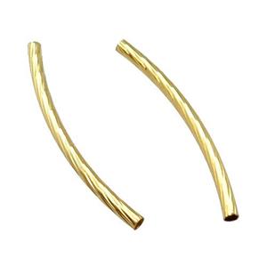 Copper Tube Beads Bend Gold Plated, approx 2x30mm