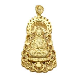 Copper Buddha Pendant Unfaded Duck Gold, approx 32-57mm, 9-11mm, 5mm hole