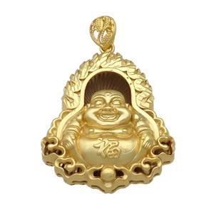 Copper Buddha Pendant Unfaded Duck Gold, approx 40-42mm, 9-11mm, 5mm hole