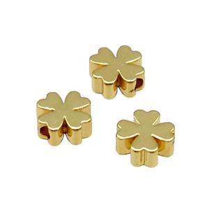 Copper Clover Beads Large Hole Unfade 18K Gold Plated, approx 6mm, 2mm hole