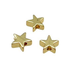 Copper Star Beads Large Hole Unfade 18K Gold Plated, approx 8mm, 2mm hole