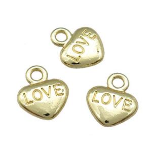 Alloy Heart Pendant Unfade LOVE 18K Gold Plated, approx 8-10.5mm