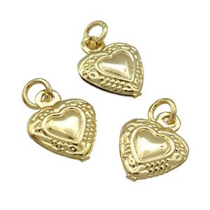 Copper Heart Pendant Unfade 18K Gold Plated, approx 9mm