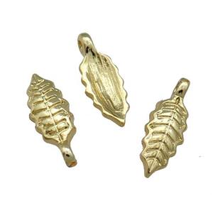 Alloy Leaf Pendant Unfade 18K Gold Plated, approx 6-13mm