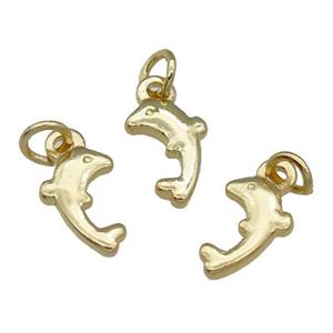 Copper Dolphin Pendant Unfade 18K Gold Plated, approx 6-9mm
