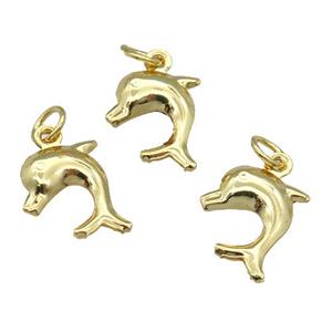 Copper Dolphin Pendant Unfade 18K Gold Plated, approx 11-12mm