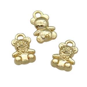 Alloy Bear Pendant Unfade 18K Gold Plated, approx 7-9mm