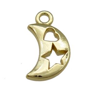 Alloy Moon Pendant Unfade 18K Gold Plated, approx 9-13mm