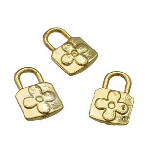 Alloy Lock Pendant Unfade 18K Gold Plated, approx 7.5-11.5mm