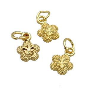 Alloy Flower Pendant Unfade 18K Gold Plated, approx 7mm