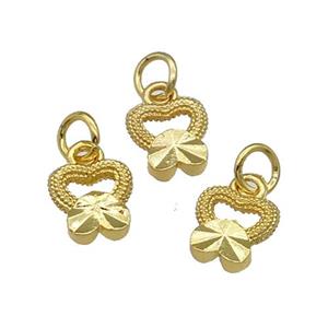 Alloy Heart Pendant Unfade 18K Gold Plated, approx 7-8mm