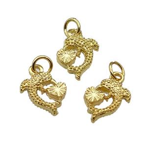 Alloy Dolphin Pendant Unfade 18K Gold Plated, approx 10.5-12mm