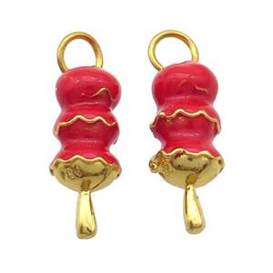 Alloy Candied Haws Pendant Red Enamel Gold Plated, approx 8-20mm