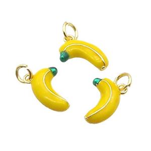 Alloy Banana Pendant Charm Yellow Enamel Gold Plated, approx 4-15mm