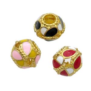 Copper Bicone Beads Enamel Large Hole Gold Plated Mixed, approx 10-12.5mm, 5mm hole