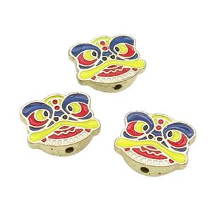 Alloy Mask Beads Multicolor Enamel Gold Plated, approx 14-16mm