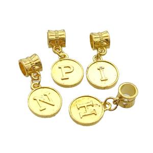 Alloy Pendant Mix Letter Gold Plated, approx 12mm, 8mm, 5mm hole