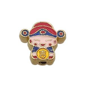 Alloy Fortune God Beads Multicolor Enamel Duck Gold, approx 14-15mm