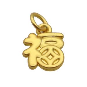 Alloy Pendant Chinese Fu Duck Gold, approx 10-11mm