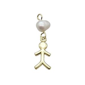 Copper Boy Kids Pendant With Pearl Gold Plated, approx 7-13mm, 6mm
