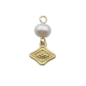 Copper Eye Pendant With Pearl Gold Plated, approx 7-10mm, 6mm