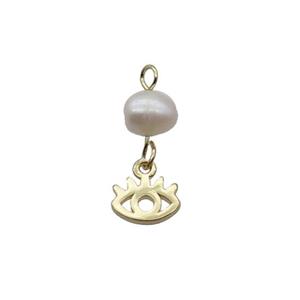 Copper Eye Pendant With Pearl Gold Plated, approx 8mm, 6mm