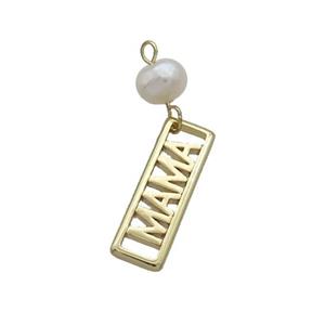 Copper MAMA Pendant With Pearl Gold Plated, approx 6-20mm, 6mm