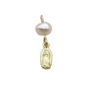 Copper Pendant With Pearl Virgin Mary Gold Plated, approx 5-8mm, 6mm