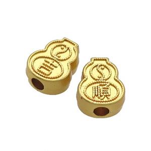 Copper Gourd Beads Large Hole Unfade Gold Plated, approx 11-14mm, 3mm hole