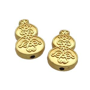 Copper Gourd Beads Large Hole Unfade Gold Plated, approx 12-18mm