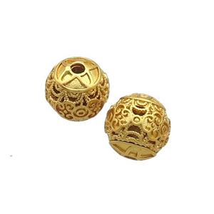 Copper Beads Round Unfade Gold Plated, approx 10mm