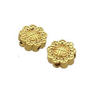 Copper Coin Beads Unfade Gold Plated, approx 9mm