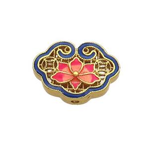 Copper Beads Flower Enamel Gold Plated, approx 14.5-20mm