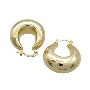 Copper Latchback Earring Polished Hollow Gold Plated, approx 25mm