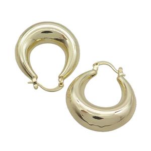 Copper Latchback Earring Hollow Gold Plated, approx 28-30mm