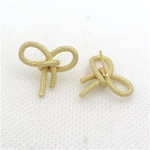 Copper Stud Earring Knot Gold Plated, approx 22mm