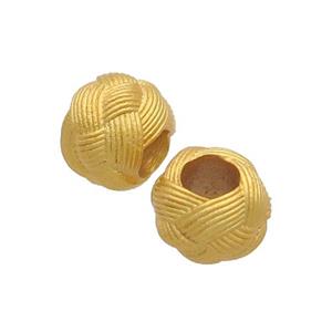 Copper Beads Round Large Hole Unfade Gold Plated, approx 9.5mm, 4mm hole