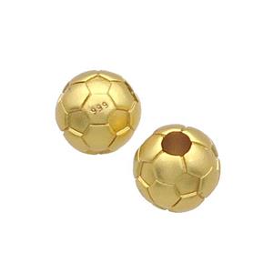 Copper Football Beads Round Large Hole Unfade Gold Plated, approx 10mm, 3mm hole